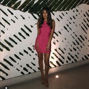 Pink Bandage Bodycon Dress- Small
